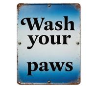Dirty Paws Not Allowed Metal Tin Sign 8 X 12 in Funny Animal Decor for Garage Man Cave