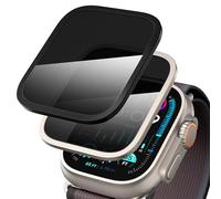 Diruite 2-Pack Protector Pantalla para Apple Watch Ultra 3/2/1 49mm Cristal Templado Privacidad,Aleación Aluminio+Vidrio Templado Anti-Raspado Anti Espía Protector,Negro+Acero Titanio