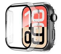 Diruite 2 Piezas Funda para Apple Watch SE 3/2/1 /Series 6 5 4 44mm Protector Pantalla Cristal Templado Incorporado HD Protección Completa PC Dura Estuche Case,Transparente,44mm