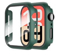 Diruite 2 Piezas Funda para Apple Watch SE 3/2/1 /Series 6 5 4 44mm Protector Pantalla Cristal Templado Incorporado HD Protección Completa PC Dura Estuche Case,Verde,44mm