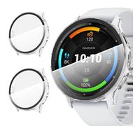 Diruite 2 Piezas Funda para Garmin Venu 3 45 mm Protector Pantalla Cristal Templado Incorporado,HD Protección Completa PC Dura Estuche Protector,Negro&Transparente