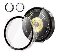 Diruite 2 Piezas Funda para Huawei Watch GT 7/6 41mm Protector Pantalla | Case Duro para PC con Cristal Templado 9H HD,Resistentes Arañazos,Alta Sensibilidad,Negro&Transparente,41mm