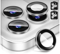 Diruite 2 Piezas Protector Lentes para Cristal Templado,Plataforma Convexa HD Vidrio Templado+Aleación Aluminio Instalación Asistida por Posicionamiento Proteccion Camara,Gris