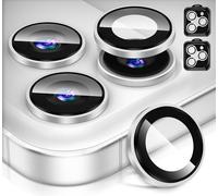 Diruite 2 Piezas Protector Lentes para iPhone 17 Pro/Pro Max Cristal Templado,Plataforma Convexa HD Vidrio Templado+Aleación Aluminio Instalación Asistida por Posicionamiento Proteccion Camara,Plata