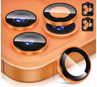 Diruite 2 Piezas Protector Lentes para iPhone 17 Pro/Pro Max,Plataforma Convexa HD Vidrio Templado+Aleación Aluminio Instalación Asistida por Posicionamiento Proteccion Camara,Naranja cósmico