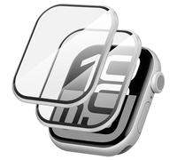 Diruite 2 Piezas Protector Pantalla para Apple Watch Series 10 46mm Superficie 3D HD Anti-Scratch Película Protectora,Plata&Plata,46mm