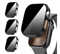 Diruite 3-Pack Funda para Apple Watch Series 11/10 46mm Privacidad Protector Pantalla HD Cristal Templado Protección PC Dura Anti Espía Case,Negro,46mm