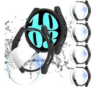 Diruite 4+4 Pack para Samsung Galaxy Watch 6 40mm Fund Protector Pantalla,4 PC Case+4 HD Cristal Templado Protector Pantalla para Samsung Galaxy Watch 6 40mm[Protección Completa]