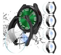 Diruite 4+4 Pack para Samsung Galaxy Watch 6 Classic 47mm Fund Protector Pantalla,4 PC Case+4 HD Cristal Templado Protector Pantalla para Samsung Galaxy Watch 6 Classic 47mm[Protección Completa]