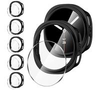 Diruite 5+5 Pack para Samsung Galaxy Watch 8 44mm Funda+Protector Pantalla,5 PC Case+5 HD Cristal Templado Protector Pantalla,Negro(HD*5),44mm