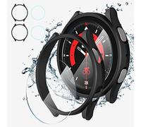 Diruite para Samsung Galaxy Watch 5 Pro 45mm Película Protector Funda Protector,Estuche Protector PC para Samsung Galaxy Watch 5 Pro 45mm Cover * 2 + Pantalla Protectora Vidrio * 2
