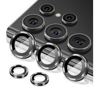 Diruite Protección Lente Cámara para Samsung Galaxy S25 Ultra,HD Vidrio Templado Antirayaduras Aluminio Anillo Protector Camara,Negro