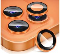 Diruite Protector Lentes para iPhone 17 Pro/17 Pro Max Cristal Templado,Plataforma Convexa HD Vidrio Templado+Aleación Aluminio Proteccion Camara,Naranja cósmico