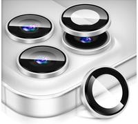 Diruite Protector Lentes para iPhone 17 Pro/Pro Max Cristal Templado,Plataforma Convexa HD Vidrio Templado+Aleación Aluminio Proteccion Camara,Plata