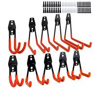 Dirza Ganchos de garaje, paquete de 10 ganchos dobles de acero para almacenamiento de garaje, ganchos de herramientas de montaje en pared resistentes para organizar escaleras, herramientas eléctricas,