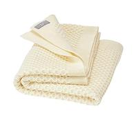 Disana Manta de panal de abeja, 100% lana merino orgánica GOTS, IVN Best | Manta suave con diseño de panal | recién nacido bebé niño niño unisex | fabricado en Alemania | naturaleza
