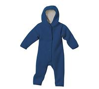 DISANA Mono de lana hervida 100% orgánica con capucha para recién nacido/bebé, fabricado en Alemania, marino, 0-3 months (50-56)