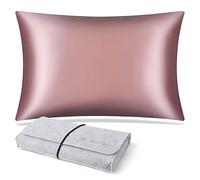 DISANGNI Funda de almohada 100 % seda de morera para cabello y piel, estilo sobre, seda en un lado, tencel en el otro (rosa, 1 pieza de 50 x 90 cm)