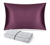DISANGNI Funda de almohada 100 % seda de morera para cabello y piel, estilo sobre, seda en un lado, tencel en el otro (morado, 1 pieza de 50 x 90 cm)