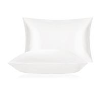 DISANGNI Funda de almohada 100 % seda de morera, utilizada para el cabello y la piel, tipo sobre, seda en un lado y tencel en el otro lado, 600, 1 pieza (blanco, tamaño Queen (50 x 75 cm)