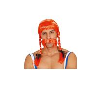 DISBACANAL Peluca Obélix Hombre Naranja Trenzas