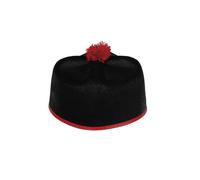 DISBACANAL Sombrero monaguillo de fieltro negro de 58 cm con ribete rojo y pompon del mismo color, para hombres adultos que participan en la San Silvestre