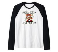 Disc Golf Chain Music Retro Basket Mascot Camiseta Manga Raglan