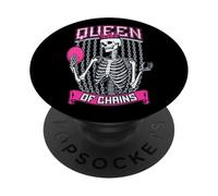 Disc Golf Frolf Esqueleto gótico Reina De Cadenas Calavera Golfista PopSockets PopGrip Adhesivo