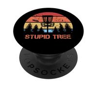 Disc Golf Stupid Tree Vintage Disc Sport Frisbee Saying PopSockets PopGrip Adhesivo