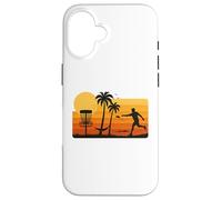 Disc Golf Tropical Sunset Palm Trees Beach Graphic Carcasa para iPhone 16
