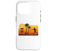 Disc Golf Tropical Sunset Palm Trees Beach Graphic Carcasa para iPhone 16 Pro
