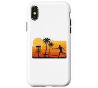 Disc Golf Tropical Sunset Palm Trees Beach Graphic Carcasa para iPhone X/XS