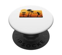 Disc Golf Tropical Sunset Palm Trees Beach Graphic PopSockets PopGrip Adhesivo