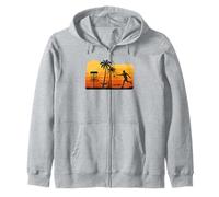 Disc Golf Tropical Sunset Palm Trees Beach Graphic Sudadera con Capucha