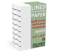 Discbound - Recambio de papel de media carta, 500 hojas (1.000 páginas), 5.5 pulgadas x 8.5 pulgadas, 100 g/m², cuadernos de discos tamaño 8 Junior