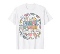 Discípulo de Cristo Lindo Verso de la Biblia Afirmaciones Cristianas Camiseta gráfica económica, Hombre, Blanco, S