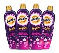 Disclin Suavizante con Perfumador Concentrado Twister Rose 1,4L | Pack 4 Unidades | 320 Lavados | Aroma Duradero | Formato Ahorro 5,6L | RASMACOR