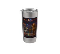 Disco Ball Extinto Animal Humor Biólogo Broma Retro Dance Vaso térmico de acero inoxidable de doble pared