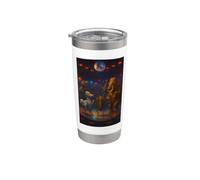 Disco Ball Extinto Animal Humor Biólogo Broma Retro Dance Vaso térmico de acero inoxidable de doble pared