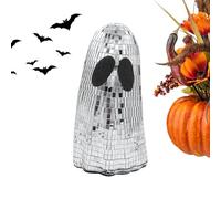 Disco Ball Ghost, decoración de paneles fantasmas de purpurina para tu decoración de Halloween con este fantasma de bola de disco brillante, perfecto como pieza central o acento de estante