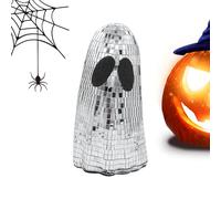 Disco Ball Ghost, Halloween Centerpiece with Glitter Finish, Spooky Ghost Sign Ornament for Tiered Trays, Fun Seasonal Decoration for Fireplace Mantel, Tabletop, Desk, Home Displays
