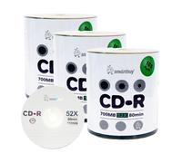 Disco CD-R Smartbuy de 700 MB/80 min, 52x, con el logotipo superior en blanco, grabable (300 discos)