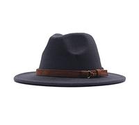 Disco Clásico Cinturón Hebilla Mujeres Gorro De Lana Fedora Panamá Sombrero Ancho Gorra De Béisbol Gorras Para, gris oscuro, Talla única