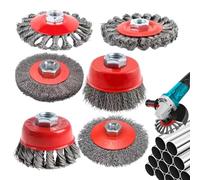 Disco De Alambre Para Amoladora Angular | Juego De 6 Discos Cepillo Para Desbarbado | Accesorios M14 Para Amoladora Y Pulido De Metales | Eliminación De Óxido Limpieza De Soldaduras Y Reparación