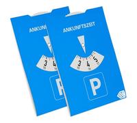 Disco de aparcamiento, 2 piezas, en azul, de papel, ajustable por las dos caras, parquímetro con ANKUNFTSZEIT, para coche, camión, autocaravana, Parking Disc Blue, discos de aparcamiento