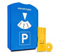 Disco de aparcamiento con rascador de hielo, 1 pieza, en azul, medidor de aparcamiento incl. medidor de dibujo de neumáticos y ficha de carro de la compra, para coche autocaravana, Parking Disc Blue