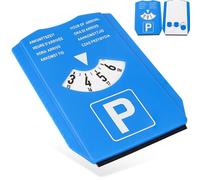 Disco de aparcamiento con rascador de hielo, 1 pieza, en azul, ocho idiomas, juego de parquímetro con medidor de dibujo de neumáticos y chip de carro de la compra, para coche, camión, autocaravana