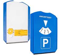 Disco de aparcamiento con rascador de hielo, 2 piezas, en azul, medidor de aparcamiento incl. medidor de dibujo de neumáticos y ficha de carro de la compra, para coche autocaravana, Parking Disc Blue