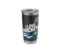 Disco de bastones deportivos sobre hielo con forma de «I Love Hockey» Vaso térmico de acero inoxidable de doble pared