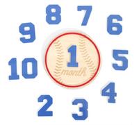 Disco de béisbol de 1 a 12 meses, letrero de anuncio de crecimiento del recién nacido, disco de madera con forma de béisbol, accesorios para fotos, letrero de hito intercambiable mensual, tablero
